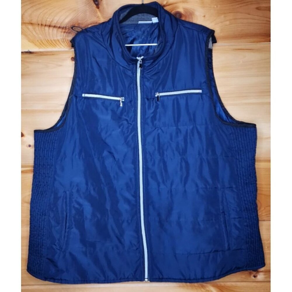 Kim Rogers Plus Size Women’s Puffer Vest Navy Blue Black Trim Pockets Size 3X